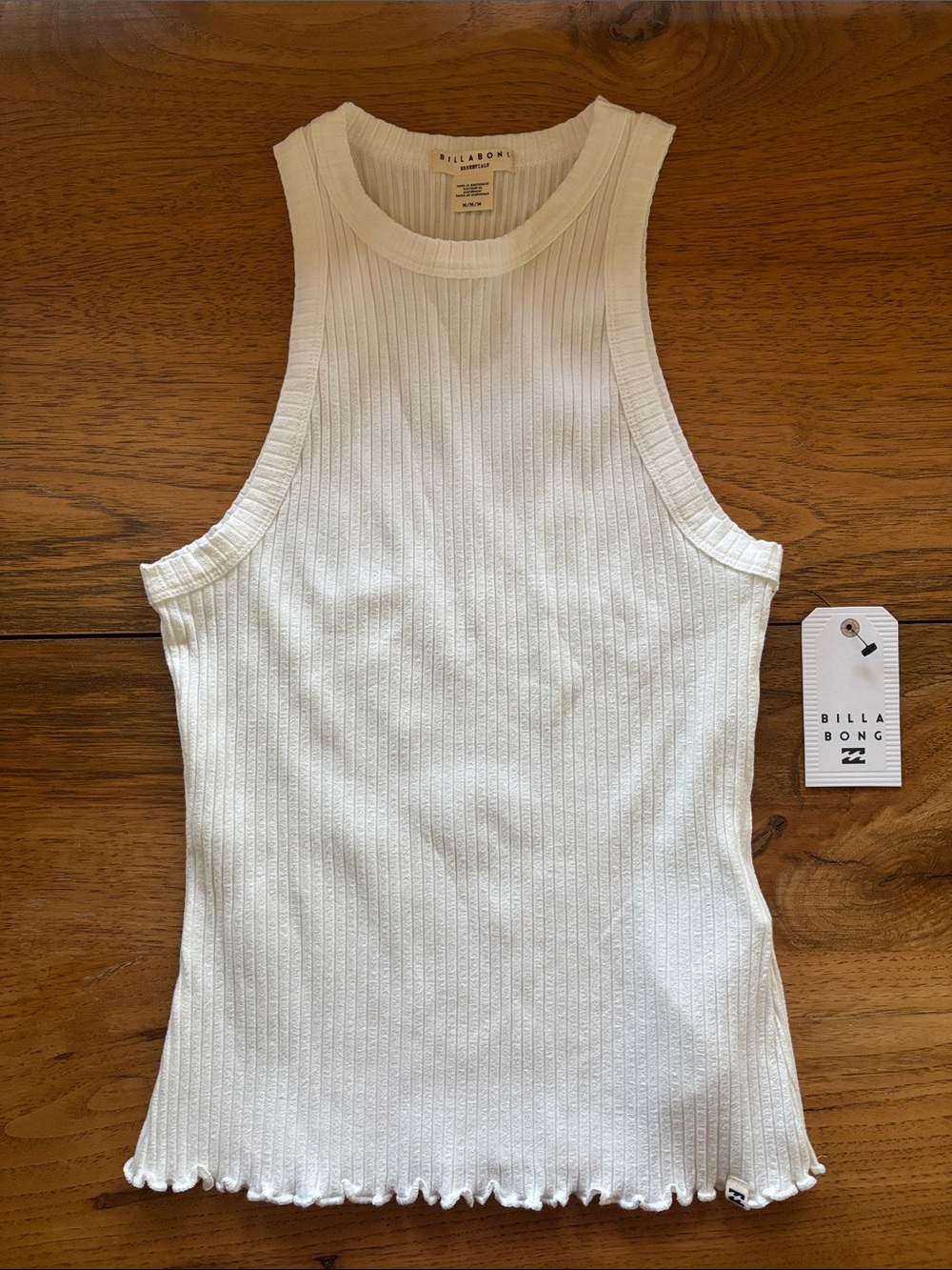 Billabong Cream Ribbed Racerback Tank Top